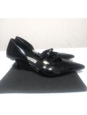 Jimmy Choo Patent Leather Kitten Heel Pumps | Size 38 7.5-8 | Luxe Noir Fair